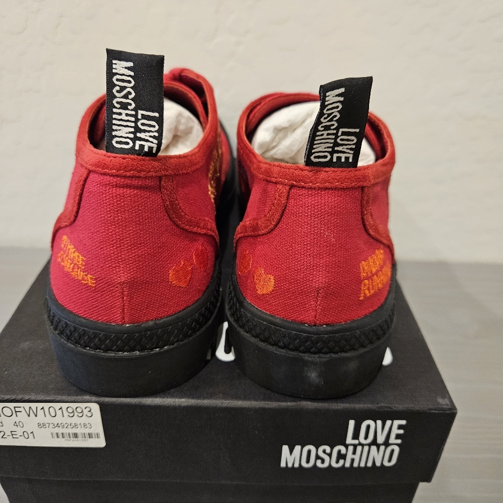 Moschino Red Canvas 'Join The Dance' Sneakers - Picture 11 of 14